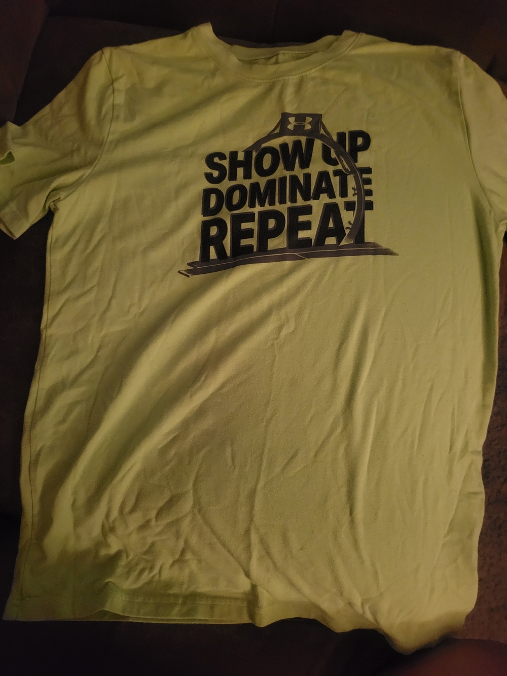 Under Armour YOUTH Neon Lime Graphic Tee with Black Text